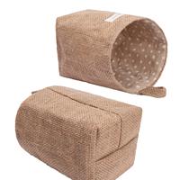 Panier de rangement mural pliable en toile de jute naturelle et coton, petit format, avec cintre