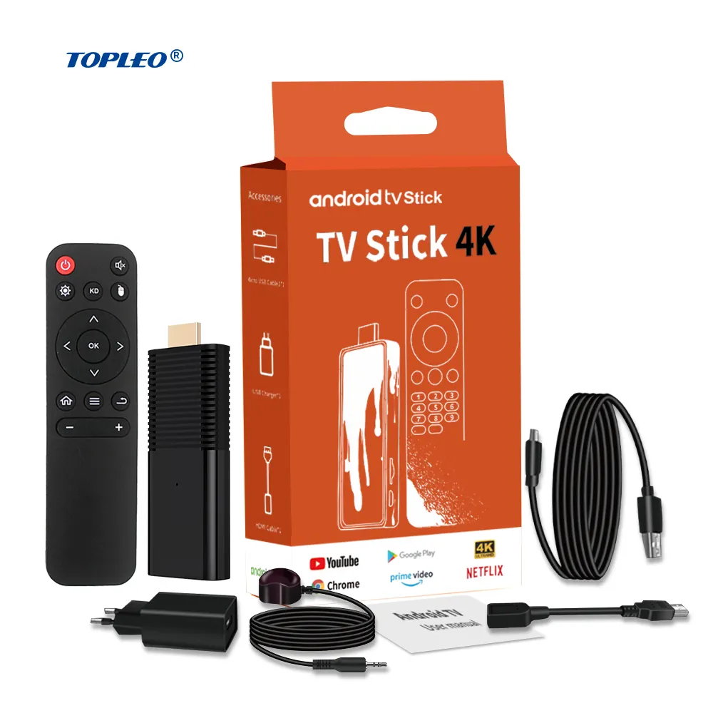 Topleo android tv box stick miracast dongle 4k anycast wifi smart dongle android Tv Stick