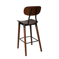 Tabouret de comptoir moderne en bois avec dossier en contreplaqué et structure métallique, chaise de bar pour restaurant, café, maison, cuisine