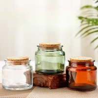 Pot à bougie vide en verre ambré vert transparent résistant à la chaleur de 4 oz (100 ml) avec couvercle en liège pour bricolage