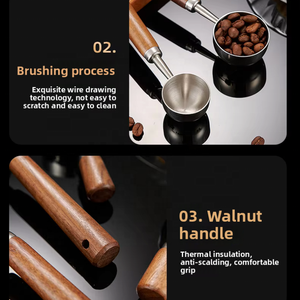 Outils de cuisson pour barista personnalisés Cuillère à mesurer le café 15ML 30ML Cuillères <span class=keywords><strong>en</strong></span> acier inoxydable avec long manche <span class=keywords><strong>en</strong></span> bois pour la préparation du café - Product Image 4