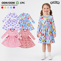 Robe imprimée à manches longues pour filles, motif arc-en-ciel décontracté pour tout-petits, vêtements pour enfants de boutique, fournisseur en gros