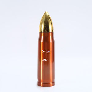 Botella de Agua con Forma de Bala de Acero Inoxidable 304 con Logotipo Personalizado, 17 oz 500 ml, Taza de Café de Doble Pared con Aislamiento al Vacío, Termo - Product Image 1