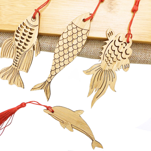 Wholesale Custom Goldfish Bamboo Bookmark Tassels Eco-Friendly Embossed Modern High Quality Promotional Craft Gifts Mixed Colors