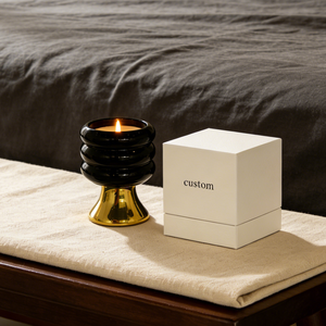 Bougie en Céramique Noire et Dorée de Luxe, Bougie Spirale, Marque Privée, Parfum Vanille - Product Image 2