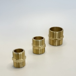 批发G1/2 G3/4 G1 Bspp公X外螺纹黄铜六角螺纹管接头，用于水管 - Product Image 3