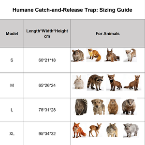 Kit complet de pièges à animaux multi-tailles S-M-<span class=keywords><strong>L</strong></span>-XL pour la lutte antiparasitaire <span class=keywords><strong>et</strong></span> les propriétaires de grandes surfaces - Solutions pour ratons-laveurs, renards, sangliers - Product Image 6