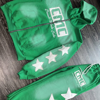 Ensemble jogging et sweat à capuche zippé coupe ample en coton épais thermique délavé à l'acide, avec logo personnalisé, broderie et impression, style décontracté automne