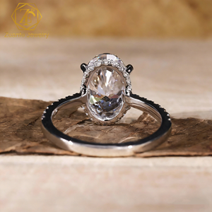IGI 인증 랩그로운 다이아몬드 측면석 여성 맞춤형 오벌 HTHP VVS 랩 생성 다이아몬드 솔리테어 약혼 반지 주얼리 - Product Image 2