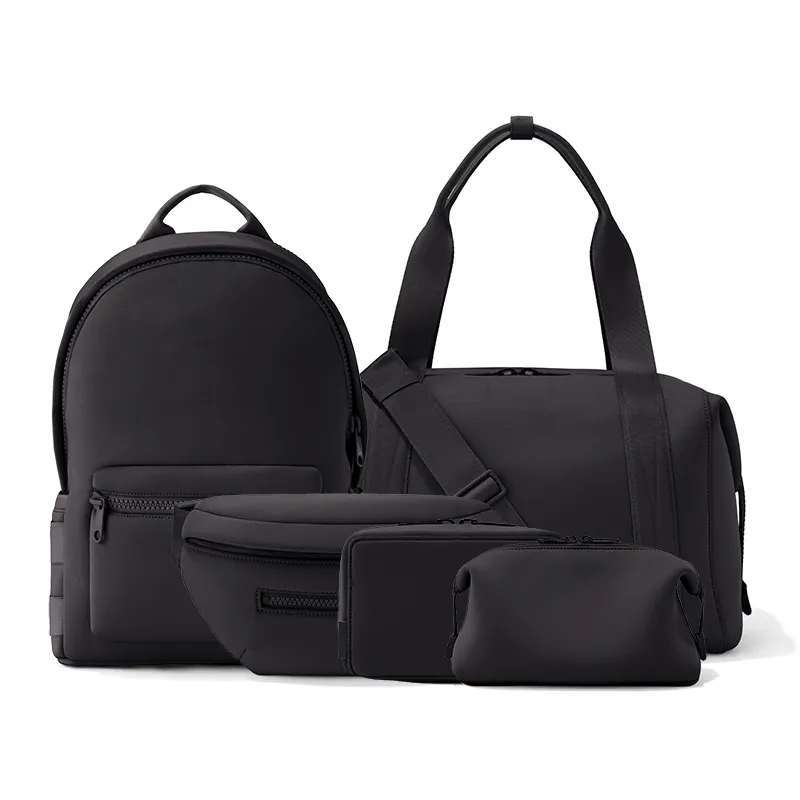 OEM 2023 Fashion black Women Travel Toiletry bag Set Custom Waist bag Neoprene Ladies backpack bag