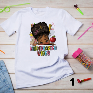 Vibes anak perempuan bayi Transfer panas pencetakan stiker sublimasi Applique untuk anak kemeja tas sekolah - Product Image 6