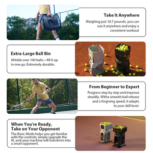 Máquina de Tenis Inteligente Tenniix con Control por Voz IA, Equipo de Entrenamiento de Tenis con Aplicación para Escuelas, Clubes y Entrenamiento Amateur - Product Image 5