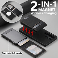 SUTENI untuk Samsung S26 Ultra Casing Ponsel Magnetik Pengisian Daya Nirkabel Slot Kartu Dompet Tombol Kotak Kartu Bingkai Foto Mendukung S25