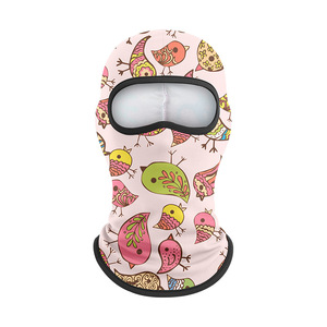 Children's Full Face Mask Cartoon Print Fleece Lined Windproof Winter Riding Headgear - Product Image 1