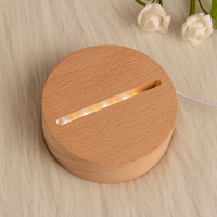 Pantalla de visualización de diodo emisor de luz de madera pulida de alta calidad soporte de base de luz nocturna U-disk base de madera eléctrica Luz de bricolaje