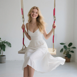 Columpio de madera de pino para niños, equipo de juegos para interiores y exteriores, capacidad de carga de 80 kg, unisex, de 2 a 4 años, color rojo - Product Image 2