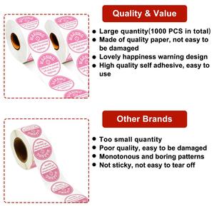 Autocollants ronds de 1,5 pouce « Extreme Happiness » noirs et roses, étiquettes adhésives pour festivals, affaires, arts personnels et décoration - Product Image 5