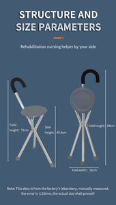 折りたたみ式スツール3本足杖高齢者用ステッキ椅子シート付き - Product Image 5