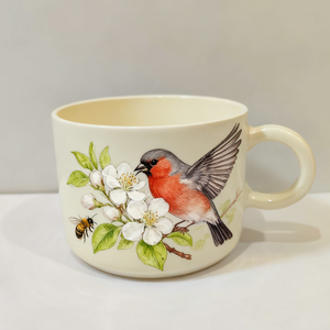 Mug à café en céramique personnalisé peint à la main avec un pinson - Cadeau de vacances personnalisé - Product Image 6