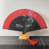 Abanico Plegable de Bambú con Diseño Clásico Chino de Flor de Ciruelo, Abanico de Mano Retro de Doble Color