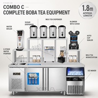Station de travail professionnelle pour thé au lait, comptoir en acier inoxydable, équipement commercial pour bubble tea