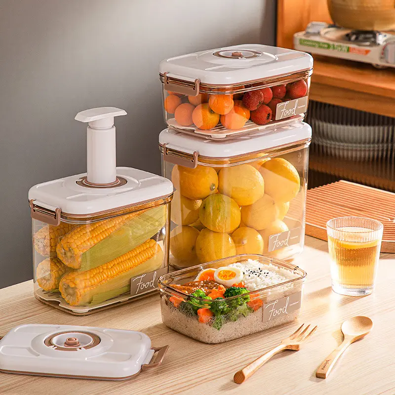 BPA-Free Various Sizes Transparent Crisper Plastic Vacuum Airtight Food Storage Containers Vacuum Food Container With Pump