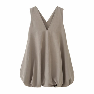 Abito Mini da Donna Personalizzato 2026, Vestibilità Ampia, Tinta Unita, Senza Maniche, Scollo a V, Orlo a Bolla, Linea ad A, Fabbrica di <span class=keywords><strong>Abbigliamento</strong></span> Cinese - Product Image 1
