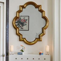 Resin putih antik cermin dinding kamar mandi elegan dekorasi rumah dengan desain seni dekorasi gaya kaca aksen