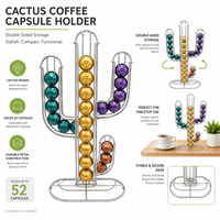 Support à capsules de café Cactus, 52 compartiments, double face, rotatif, en métal, organiseur de capsules de café, support de rangement pour capsules Nespresso, comptoir
