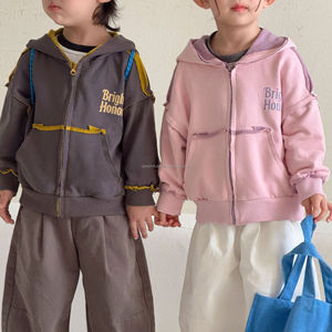 D3668 Gilets à <span class=keywords><strong>capuche</strong></span> pour enfants, Parkas amples pour garçons printemps-automne, Vêtements pour femmes, Manteau pour garçons à manches longues 100% coton pour l'automne - Product Image 4