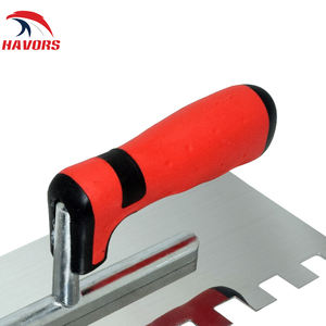 उच्च गुणवत्ता वाले स्टेनलेस स्टील ट्रॉवेल चुकता टाइल और फर्श ट्रॉवेल 280*130 मिमी नॉच 8 मिमी 0.7 मिमी मोटाई Tpr हैंडल के साथ - Product Image 3