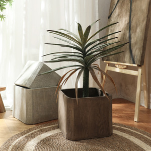 Maceta Extra Grande <span class=keywords><strong>de</strong></span> Estilo Nórdico con Acabado <span class=keywords><strong>de</strong></span> Madera Antigua, Decorativa para Sala <span class=keywords><strong>de</strong></span> Estar, Centro Comercial o Balcón - Product Image 4