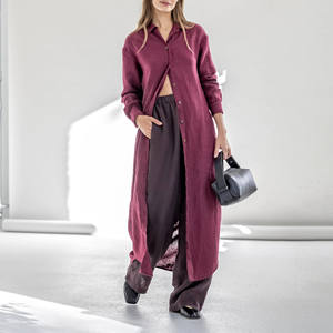 Camicie di <span class=keywords><strong>lino</strong></span> personalizzate di alta qualità <span class=keywords><strong>abito</strong></span> lungo da <span class=keywords><strong>donna</strong></span> in <span class=keywords><strong>lino</strong></span> 100% estivo camicia caftano <span class=keywords><strong>abito</strong></span> con cintura - Product Image 5