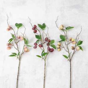 Décoration d'intérieur style maison d'hôtes : Composition florale en vase de fleurs artificielles bulle, 12 têtes sur une seule branche, motif jujube givré d'automne, pour l'inauguration de maison - Product Image 5