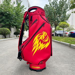 FL 2024 thiết kế mới không thấm nước PU da màu đỏ Túi golf màu vàng thêu logo cao cấp Golf giỏ hàng Túi 6 bộ phận - Product Image 4