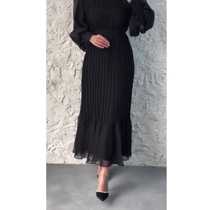 2023 femmes musulmanes Robe de soirée Abaya dubaï femmes caftans soirée robes plissées <span class=keywords><strong>maroc</strong></span> Islam Robe Femme Musulmane Vestidos - Product Image 1