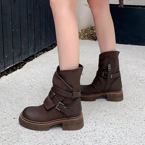 รองเท้าบูทหนังแท้คุณภาพสูงสำหรับผู้หญิง ฤดูหนาว/ฤดูใบไม้ร่วง - Product Image 6