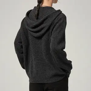 Biểu Tượng Tùy Chỉnh OEM & Odm Phụ Nữ Áo Len Trùm đầu Jumper Rắn Màu Áo Thun Len 100% Cashmere Hoodies Cho Phụ Nữ