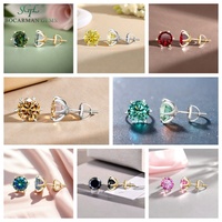 Classique S925 argent 6 broches boucles d'oreilles unisexe 0.6-10ct Moissanite platine et or couleur expédition rapide parfait 0.6-10ct paire cadeau