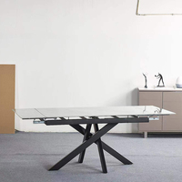 Table à manger extensible en pierre frittée, style rustique industriel, pour la maison, l'hôtel, pour les personnes
