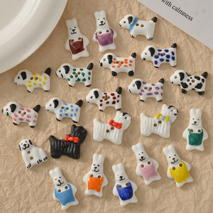 Bouton animal en porcelaine pour la décoration de vêtements pull-over perlé accessoires créatif dessin animé mignon lapin chiot chien <span class=keywords><strong>argile</strong></span> céramique - Product Image 1