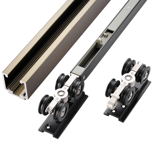 <span class=keywords><strong>ECREW</strong></span> Herrajes de Acero Inoxidable de 4mm de Grosor para Puertas Correderas Dobles, Resistentes, con Capacidad de Carga de 120kg, Rodillos Modernos de Cierre Suave - Product Image 1