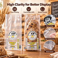 Sacs plats en plastique LDPE transparents à soufflet pour emballage de baguettes, pour supermarchés et boulangeries (vente en gros)
