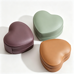 Heart Shaped PU Jewelry <b>Boxes</b> Wholesale With Zipper Smooth Lining For <b>Wedding</b> Favors And Anniversary <b>Gift</b> Packaging - Product Image 2