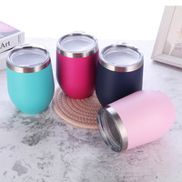 Meilleure vente de gobelets thermiques en acier inoxydable à double paroi de 12oz de haute qualité tasses à café et vin tasses en forme d'œuf avec couvercle coulissant