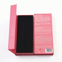 Boîte cadeau personnalisée en papier rigide rose avec fermeture magnétique, doublure noire, pour sérum pour cils et crème pour le visage, écologique et embossée