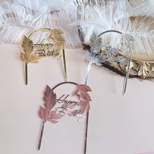 Decorazione per Torta di Compleanno in Acrilico Color Oro Rosa con Scritta 'Happy Birthday' per Donne, Ragazze e Uomini - Product Image 1