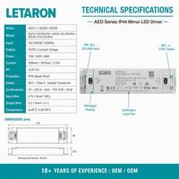 Alimentation LED sans scintillement de classe II 220-240 VCA, personnalisée en usine, 12 V 24 V CC IP44, driver LED à tension constante pour miroir, ODM OEM