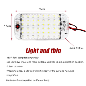 Plafonnier de voiture 48 LED SMD, éclairage intérieur de dôme avec interrupteur marche/arrêt pour voiture, camion, remorque, <span class=keywords><strong>camping</strong></span>-<span class=keywords><strong>car</strong></span>, motorhome - Product Image 3