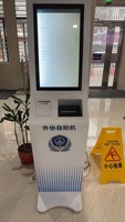 Kiosque de contrôle d'accès intérieur 21,5 pouces en libre-service avec lecteurs de codes-barres et QR, scanner de passeport, imprimante de billets, sur pied